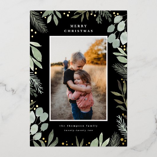 Wasserfarbe Weihnachten Weihnachten Weihnachtskart Folieneinladung (Vorderseite)