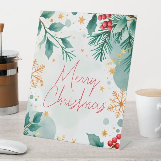 Wasserfarbe Weihnachten Weihnachts-Fußball-Zeichen Sockelschild (In Situ)