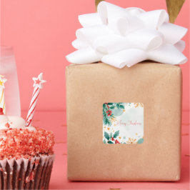 Wasserfarbe Weihnachten Weihnachtsaufkleber Elegan Quadratischer Aufkleber