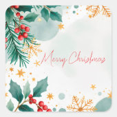 Wasserfarbe Weihnachten Weihnachtsaufkleber Elegan Quadratischer Aufkleber (Vorderseite)