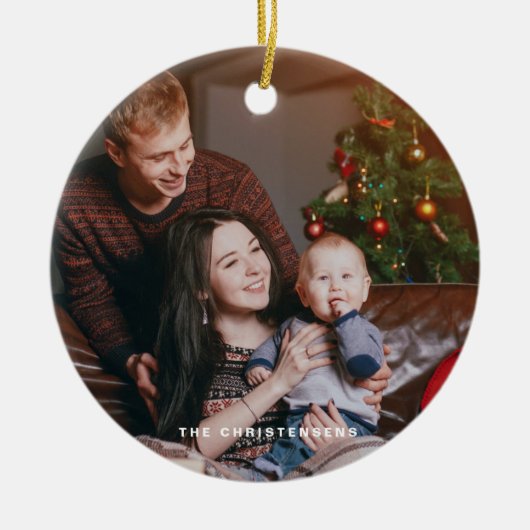 Wasserfarbe Weihnachtsbaum Foto Keramik Ornament (Vorne)