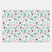 Wasserfarbe Weihnachtskiefer und Beeren Weihnachte Geschenkpapier Set (Vorderseite 3)