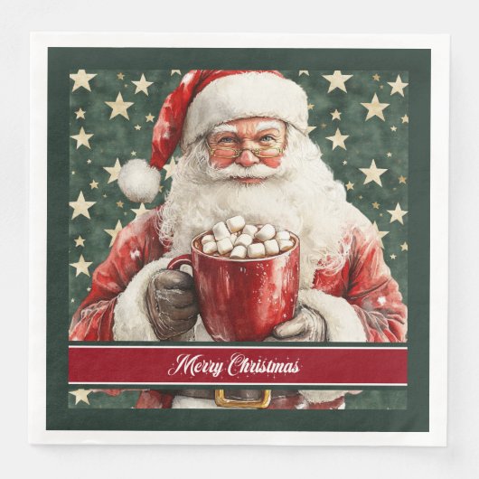 Wasserfarbe Weihnachtsmann Benutzerdefinierter Tex Serviette (Vorderseite)