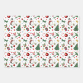 Wasserfarbe Weihnachtsmuster mit Namen Geschenkpapier Set (Vorderseite)