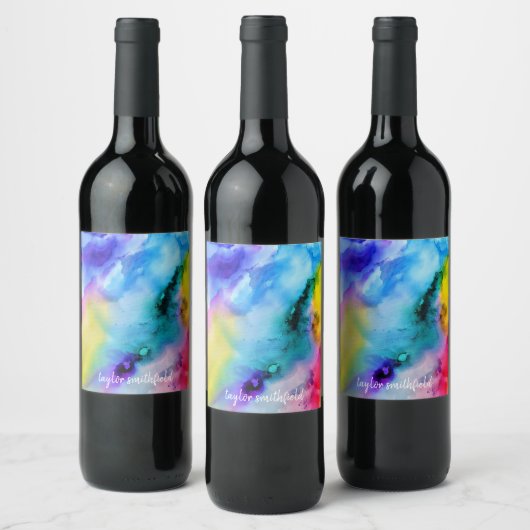 Wasserfarbe Weinetikett (Flaschen)