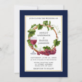 Wasserfarbe Weintrauben Foto Blaue Hochzeit Einladung (Vorderseite)