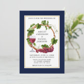 Wasserfarbe Weintrauben Foto Blaue Hochzeit Einladung (Stehend Vorderseite)