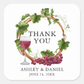 Wasserfarbe Weintrauben Trauben Trauung Vielen Dan Quadratischer Aufkleber (Vorderseite)