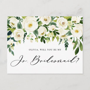 Wasserfarbe Weiße Blume Jr Bridesmaid Vorschlag Einladungspostkarte