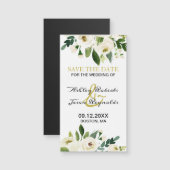 Wasserfarbe Weiße Blume Magnetisch Save the Date Magnetkarte (Vorne/Hinten)