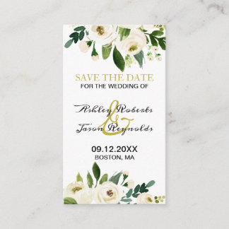 Wasserfarbe Weiße Blume Save the Date Begleitkarte