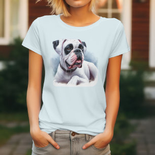 Wasserfarbe Weiße Boxer-Hund  T-Shirt