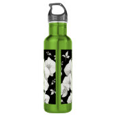 Wasserfarbe Weiße Orchidee, schwarz | Edelstahlflasche (Rückseite)