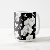 Wasserfarbe Weiße Orchidee, schwarz | Kaffeetasse (VorderseiteRechts)