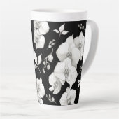Wasserfarbe Weiße Orchidee, schwarz | Milchtasse (Rechte Ecke)