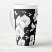Wasserfarbe Weiße Orchidee, schwarz | Milchtasse (Linke Ecke)