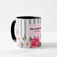 Wasserfarbe Weiße Rosen Graue Streifen