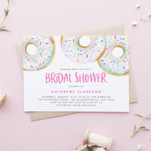 Wasserfarbe Weiße Sprinkle Donuts Brautparty Einladung