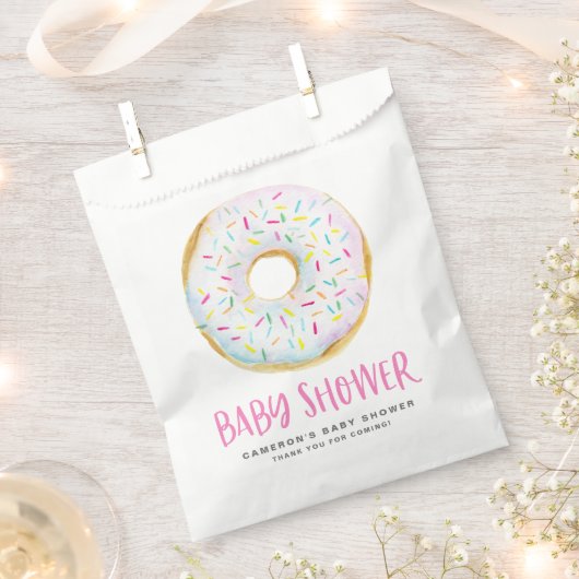 Wasserfarbe Weiße Sprinkle Glazed Donut Babydusche Geschenktütchen (Ausgeschnitten)