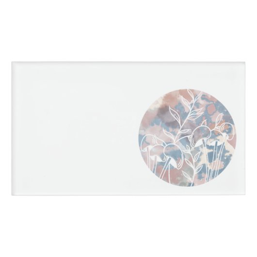 Wasserfarbe Weiße Wildblumen Namenschild (Vorderseite)