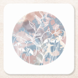 Wasserfarbe Weiße Wildblumen Rechteckiger Pappuntersetzer