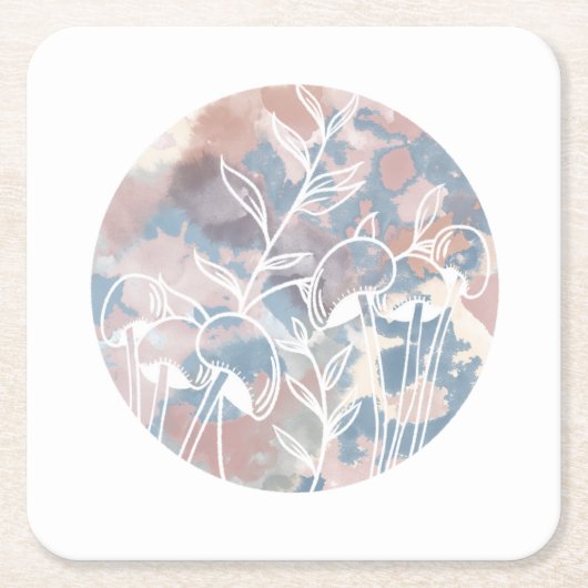 Wasserfarbe Weiße Wildblumen Rechteckiger Pappuntersetzer (Vorderseite)