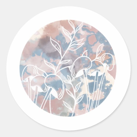 Wasserfarbe Weiße Wildblumen Runder Aufkleber (Vorderseite)