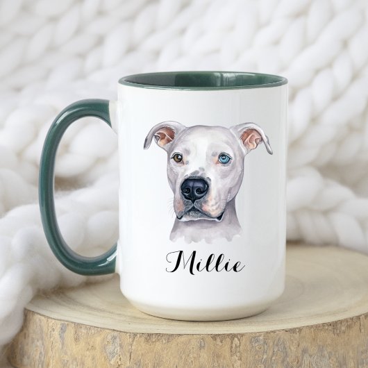 Wasserfarbe Weißer Amerikanischer Pitbull Pittie F Tasse