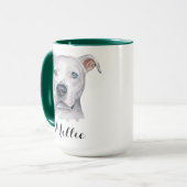 Wasserfarbe Weißer Amerikanischer Pitbull Pittie F Tasse (Vorderseite Links)