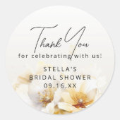 Wasserfarbe Weißer Gott Blume Brautparty Runder Aufkleber (Vorderseite)