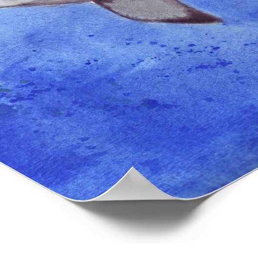 Wasserfarbe Weißer Hai Poster (Ecke)