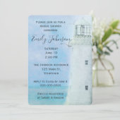 Wasserfarbe Weißer Leuchtturm und Möwen Einladung (Stehend Vorderseite)