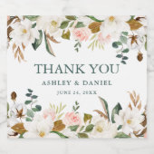 Wasserfarbe Weißer Magnolias Rosen Hochzeit Schaumweinetikett (Einzelnes Label)