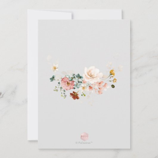 Wasserfarbe Weißer Pumpkin Fall Garten Blume Einladung (Rückseite)