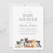 Wasserfarbe Welpe Dog Babydusche Einladung (Vorderseite)