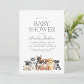 Wasserfarbe Welpe Dog Babydusche Einladung (Stehend Vorderseite)
