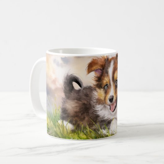 Wasserfarbe Welpe Kaffeetasse (Vorderseite Links)