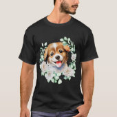 Wasserfarbe Welpe Liebe mit Weißen Rosen T-Shirt (Vorderseite)
