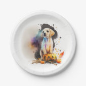 Wasserfarbe WelpenHalloween Pappteller (Vorderseite)