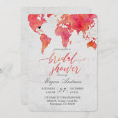 Wasserfarbe Weltkarte Bridal Dusche Einladung (Vorne/Hinten)
