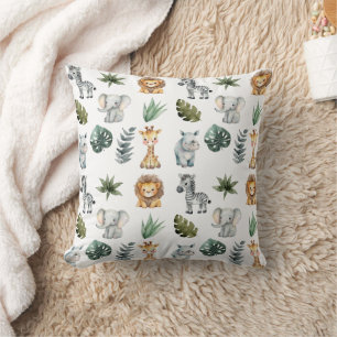 Wasserfarbe Whimsical Adorable Baby Safari Tiere Kissen