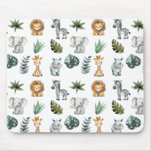 Wasserfarbe Whimsical Adorable Baby Safari Tiere