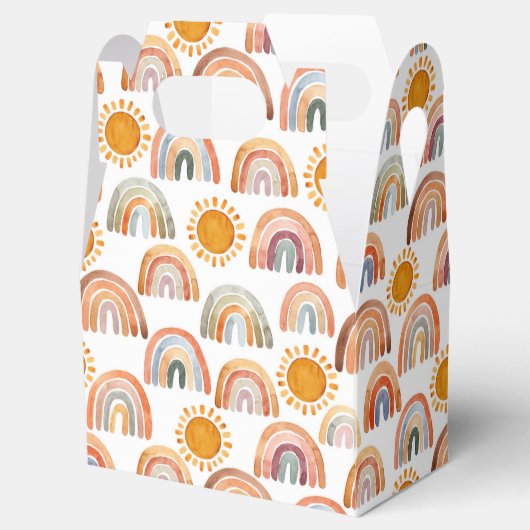 Wasserfarbe Whimsical Boho Rainbow and Sun Geschenkschachtel (Geöffnet)