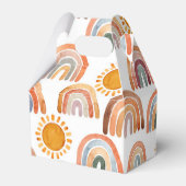 Wasserfarbe Whimsical Boho Rainbow and Sun Geschenkschachtel (Rückseite)