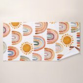 Wasserfarbe Whimsical Boho Rainbow and Sun Kids Badehandtuch (Badehandtuch)