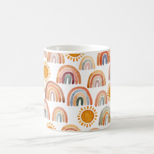 Wasserfarbe Whimsical Boho Rainbow and Sun Kids Kaffeetasse (Mittel)