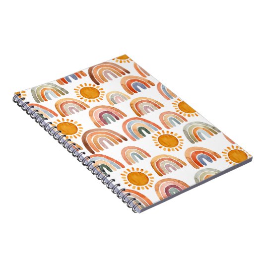 Wasserfarbe Whimsical Boho Rainbow and Sun Kids Notizblock (Rechte Seite)