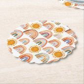 Wasserfarbe Whimsical Boho Rainbow and Sun  Untersetzer (angewinkelt)