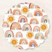 Wasserfarbe Whimsical Boho Rainbow and Sun  Untersetzer (Vorderseite)