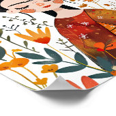 Wasserfarbe Whimsical Frida Kahlo mit Blume Poster (Ecke)